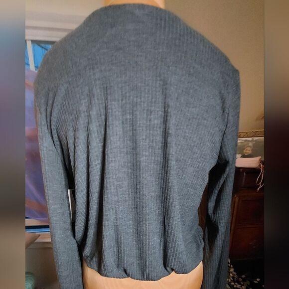 NORDSTROM BP Foldover Ribbed Long Sleeve Blouse Size M - Picture 4 of 9